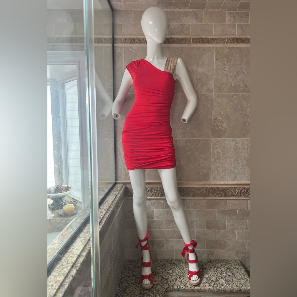 Green Envelope Saffron Red Colorblock Dress-S w/ Matching Old Navy Espadrilles-8